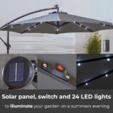 Neo 3M LED Cantilever Garden Parasol – Waterproof Outdoor Hanging Umbrella with Crank Handle & Cross Base - Image 3