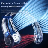 Deyaah Bladeless Neck Fan 3000mAh – 360° Cooling, 5-Speed Hands-Free Portable Fan for Travel, Outdoor, Home, Office, Camping – Green - Image 3