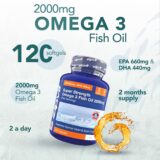 Pure Omega-3 Fish Oil 2000mg with EPA & DHA – 120 Capsules for Heart & Brain Health - Image 2