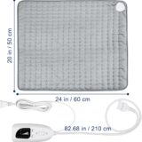 Electric Heating Pad for Back, Neck & Shoulder – 6 Heat Settings, Auto Shut-Off, Washable Cover – 20x24 Inch, Silver Gray - Image 5