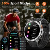 Military Smart Watch for Men – 1.85” HD Screen, 710mAh Battery, Heart Rate & Sleep Monitor, 100+ Sport Modes, Call Function – Compatible with Android & iOS, Black - Image 6