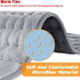Electric Heating Pad for Back, Neck & Shoulder – 6 Heat Settings, Auto Shut-Off, Washable Cover – 20x24 Inch, Silver Gray - Image 3