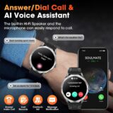 Military Smart Watch for Men – 1.85” HD Screen, 710mAh Battery, Heart Rate & Sleep Monitor, 100+ Sport Modes, Call Function – Compatible with Android & iOS, Black - Image 4
