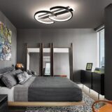 LUOLONG 35W Dimmable Black LED Ceiling Light with Remote Control – Modern 2-Ring Circle Lamp for Living Room, Bedroom, Study & Office (40cm) - Image 4