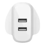 Belkin 24W Dual USB-A Wall Charger - Fast Charging, White - Image 3