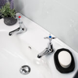 Ebb + Flo Retro Basin Pillar Taps – Chrome Cross Handles - Image 2