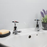 Ebb + Flo Retro Basin Pillar Taps – Chrome Cross Handles - Image 4
