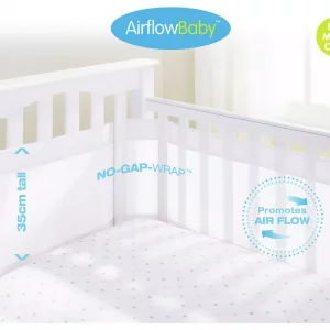 BreathableBaby 4-Sided Airflow Cot Liner - White, Breathable & Safe for Babies