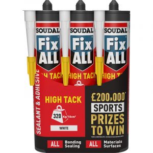 Soudal Fix All High Tack Adhesive & Sealant Triple Pack - 290ml White | Strong Bonding & Multi-Surface Application