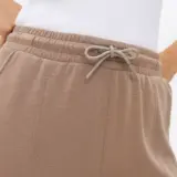 Brown Pintuck Wide Leg Co-ord Joggers for Women - Image 4