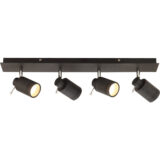 Scorpius 4-Way Matt Black Bathroom Spotlight Bar – IP44 Rated GU10 Ceiling Light - Image 1