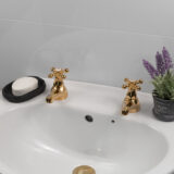 Deva Tudor Gold Basin Pillar Taps – Traditional Style - Image 3