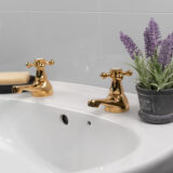 Deva Tudor Gold Basin Pillar Taps – Traditional Style - Image 4