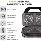 Tower T27032RG Rose Gold 2-Slice Sandwich Toaster & Grill - Image 3