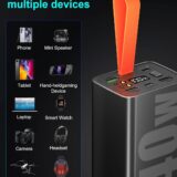 70,000mAh 140W USB-C Power Bank – PD3.1 QC4.0 Fast Charging, LED Display, 5-Port External Battery for Laptop, Phone, Camping, Travel – Black Orange - Image 6