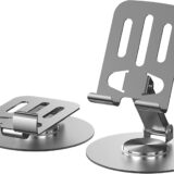 VELIGOOD 360° Adjustable Metal Phone Stand – Foldable & Stable Holder for iPhone 16/15 Pro Max, Samsung S23, 4''-8'' Phones (Grey & Grey) - Image 2