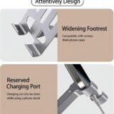VELIGOOD 360° Adjustable Metal Phone Stand – Foldable & Stable Holder for iPhone 16/15 Pro Max, Samsung S23, 4''-8'' Phones (Grey & Grey) - Image 5