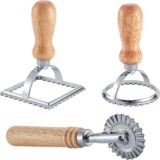 Ravioli Maker Set – 3-Piece Pasta Cutter & Press with Roller Wheel, Wooden Handle Stamp for Dumplings, Pierogi, Lasagna & More - Image 1