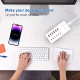 12-Port USB Charging Hub – 50W USB-C & USB-A Charger Block for iPhone, Smartphones, Tablets - Image 4
