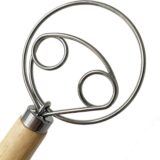 Axpdefi 13-Inch Danish Dough Whisk – Double Loop Stainless Steel Bread Mixer with Wooden Handle - Image 2