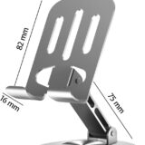 VELIGOOD 360° Adjustable Metal Phone Stand – Foldable & Stable Holder for iPhone 16/15 Pro Max, Samsung S23, 4''-8'' Phones (Grey & Grey) - Image 3