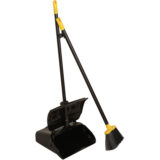Bulldozer Commercial Dustpan with Long Handle and Stiff Brush - Image 1