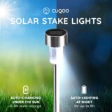 CUQOO Outdoor Solar Pathway Lights – 10 LED White Stake Lights, Waterproof Stainless Steel for Garden, Patio, Driveway - Image 2