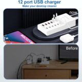 12-Port USB Charging Hub – 50W USB-C & USB-A Charger Block for iPhone, Smartphones, Tablets - Image 3