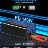 70,000mAh 140W USB-C Power Bank – PD3.1 QC4.0 Fast Charging, LED Display, 5-Port External Battery for Laptop, Phone, Camping, Travel – Black Orange - Image 2