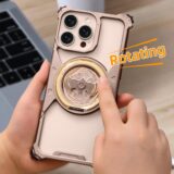 PANPHEN iPhone 16 Pro Max Bumper Case – Metal Frame, 360° Ring Holder, Slim & Shockproof, Desert Titanium Color - Image 2