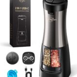 Sangcon 2-in-1 Electric Salt & Pepper Grinder Set – USB Rechargeable Dual Mill with Adjustable Coarseness, Light & Ceramic Burrs - Image 1