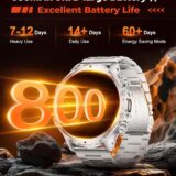 Men’s Smart Watch with Call Function – 1.85" HD, 800mAh Battery, Heart & Sleep Monitor, 100+ Sports Modes, Silver Steel - Image 2
