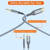 USB C to 3.5mm Audio Cable – Aux Adapter Cord for Car Stereo, Headphones – Compatible with Samsung Galaxy S21/S20, iPad Pro – 1.2 Meter - Image 3