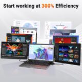 VisionExpand 14" 1080P Tri-Screen Monitor – Portable Laptop Extender for Mac & Windows - Image 3