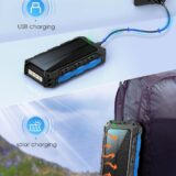 52800mAh Portable Solar Charger – Power Bank with 30W PD Fast Charge, 15W Wireless Charging, Flashlight, Built-in Cables – Outdoor Emergency Use (Blue) - Image 5