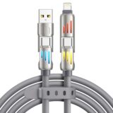 RAVIAD 4-in-1 240W RGB Fast Charger Cable 1.2M – USB A/C to Type-C & Lightning for iPhone, Samsung, MacBook - Image 1
