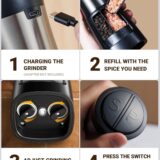 Sangcon 2-in-1 Electric Salt & Pepper Grinder Set – USB Rechargeable Dual Mill with Adjustable Coarseness, Light & Ceramic Burrs - Image 6