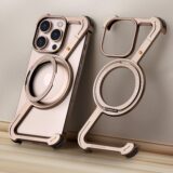 PANPHEN Minimalist iPhone 16 Pro Max Case – 360° Kickstand, Frameless Aluminum Bumper, Shockproof Slim Cover, Desert Titanium - Image 2
