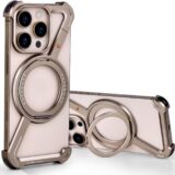 PANPHEN Minimalist iPhone 16 Pro Max Case – 360° Kickstand, Frameless Aluminum Bumper, Shockproof Slim Cover, Desert Titanium - Image 1