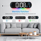 13-Inch Large Digital Wall Clock with Remote – Alarm, Timer, Temperature, Date & Brightness Control - Image 6