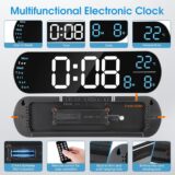 13-Inch Large Digital Wall Clock with Remote – Alarm, Timer, Temperature, Date & Brightness Control - Image 2