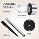 CUQOO Outdoor Solar Pathway Lights – 10 LED White Stake Lights, Waterproof Stainless Steel for Garden, Patio, Driveway - Image 5