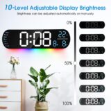 13-Inch Large Digital Wall Clock with Remote – Alarm, Timer, Temperature, Date & Brightness Control - Image 3