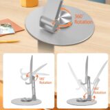 VELIGOOD 360° Adjustable Metal Phone Stand – Foldable & Stable Holder for iPhone 16/15 Pro Max, Samsung S23, 4''-8'' Phones (Grey & Grey) - Image 6