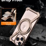 PANPHEN Minimalist iPhone 16 Pro Max Case – 360° Kickstand, Frameless Aluminum Bumper, Shockproof Slim Cover, Desert Titanium - Image 5
