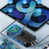 52800mAh Portable Solar Charger – Power Bank with 30W PD Fast Charge, 15W Wireless Charging, Flashlight, Built-in Cables – Outdoor Emergency Use (Blue) - Image 4