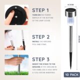 CUQOO Outdoor Solar Pathway Lights – 10 LED White Stake Lights, Waterproof Stainless Steel for Garden, Patio, Driveway - Image 3