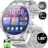 Men’s Smart Watch with Call Function – 1.85" HD, 800mAh Battery, Heart & Sleep Monitor, 100+ Sports Modes, Silver Steel - Image 1