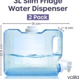 Slim Fridge Water Dispenser 3L – 2 Pack with Tap – Reusable Cold Drink Container for Travel, Camping, Picnic & Outdoor Use - Image 2