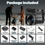 5K Video Camera for YouTube – 64MP Dual Lens Camcorder with IR Night Vision, WiFi, Touchscreen, 16x Zoom & Stabilizer Kit - Image 2